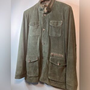 Mens Gian Mori Green  Suede Jacket. Large. Very Clean. Exquisite Piece.